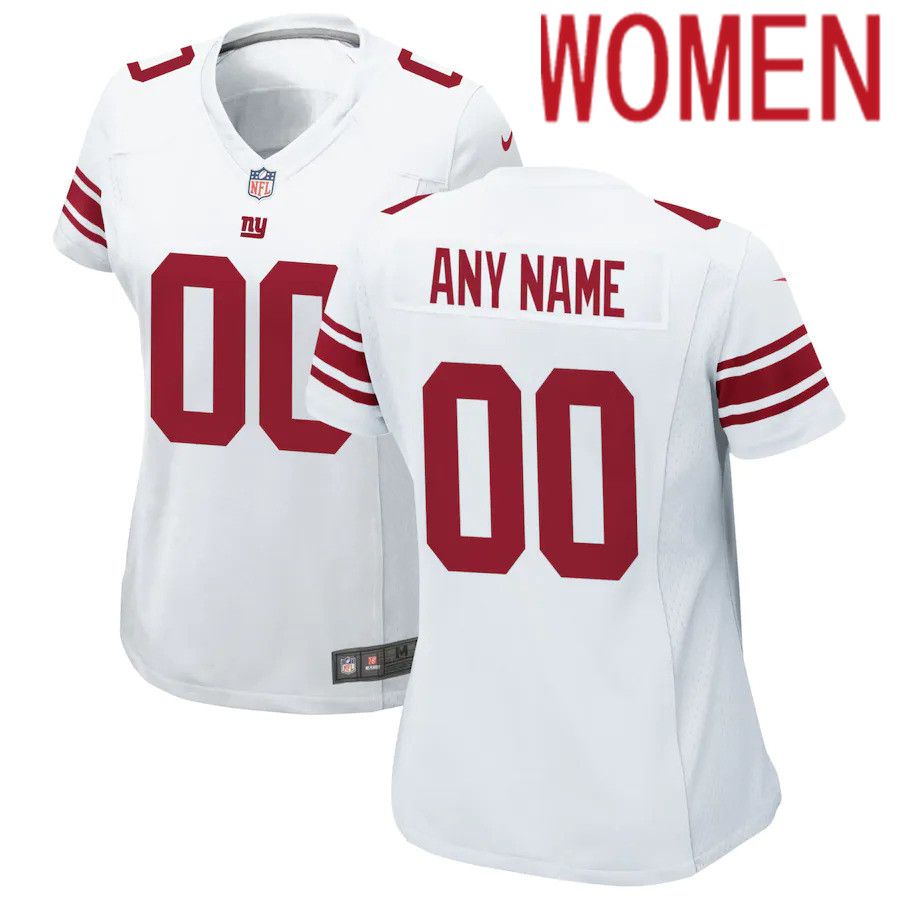 Women New York Giants Nike White Custom Game NFL Jersey->customized nfl jersey->Custom Jersey